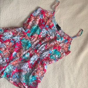 Aqua floral romper